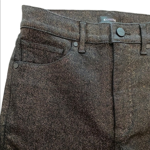 Express Super High Rise Glitter Sparkly Slim Ankle Jeans - Picture 4 of 7